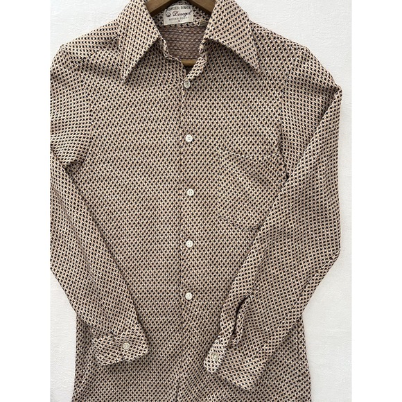 Donegal Other - Vintage 1970s Donegal Knit Shirt Spear Point Western Disco Micro Print Long Slee